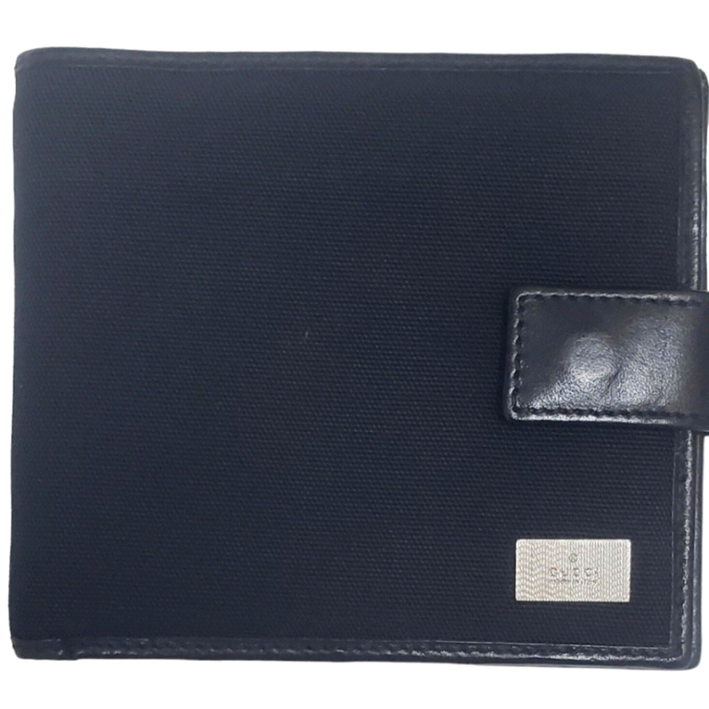 GUCCI Fabric and Leather Bi-Fold Wallet in Black #03409590996